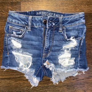 American Eagle Outfitters Destructed Hi-Rise Shortie Super Stretch
